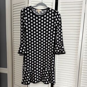 Michael Kors Black and Gray Polka Dot Dress
